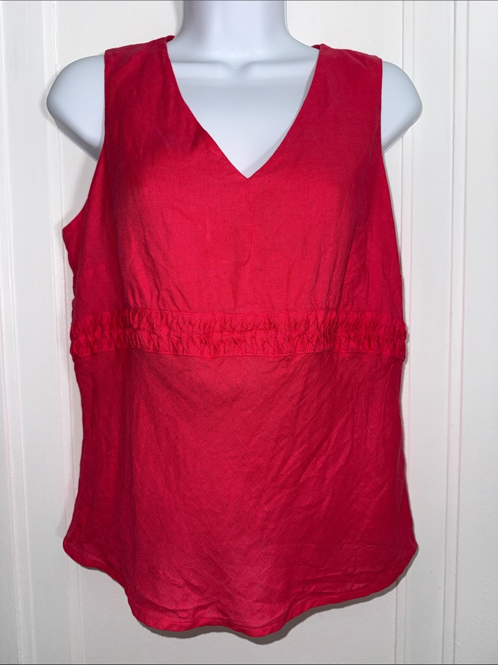 Talbots pink Irish Linen sleeveless v neck blouse size 10